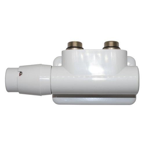 Kriss Twin vinkel ventilsæt i hvid med returtermostat, højre Centermål 50 mm