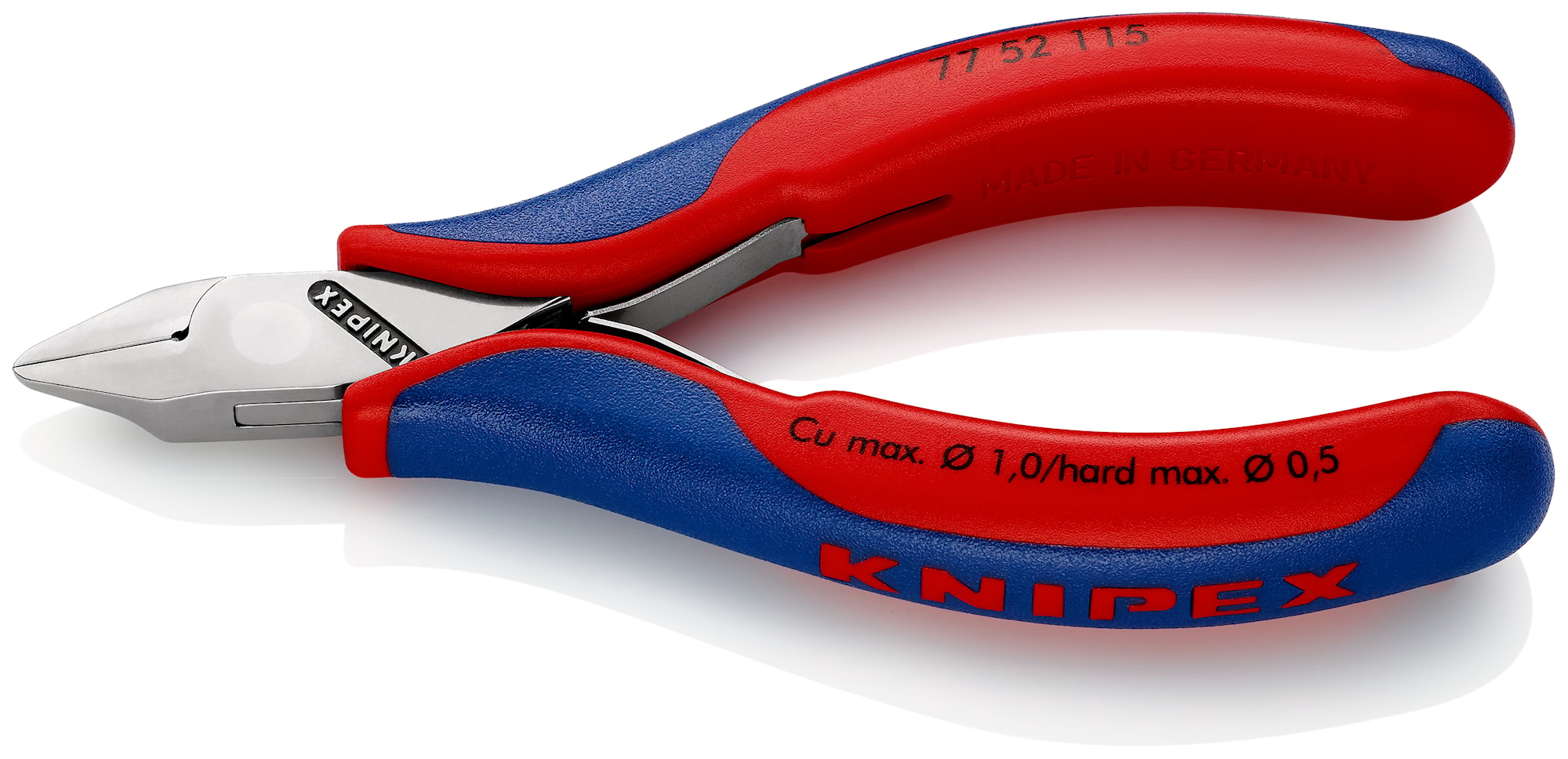 Knipex elektronik-skævbider med flerkomponent greb flad med facet 115 mm