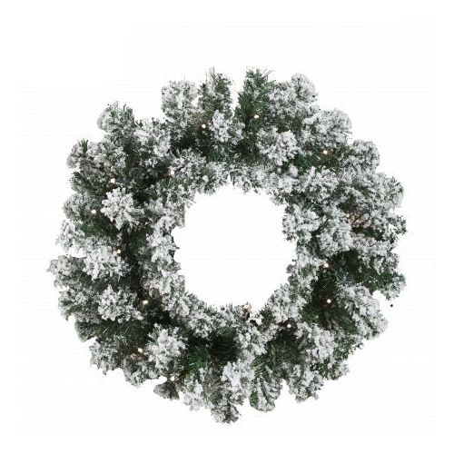 Nordic Winter kunstig grankrans med sne og lys Ø45 cm, til 3 x AA batteri
