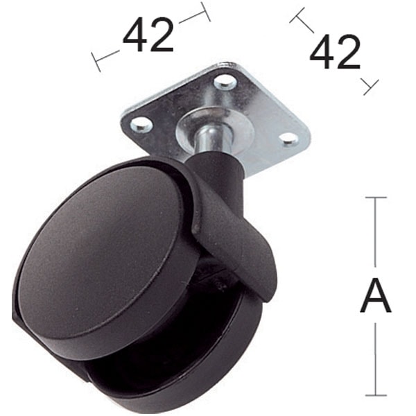 Habo Møbelhjul m/fast stålplade 40 mm 4 stk