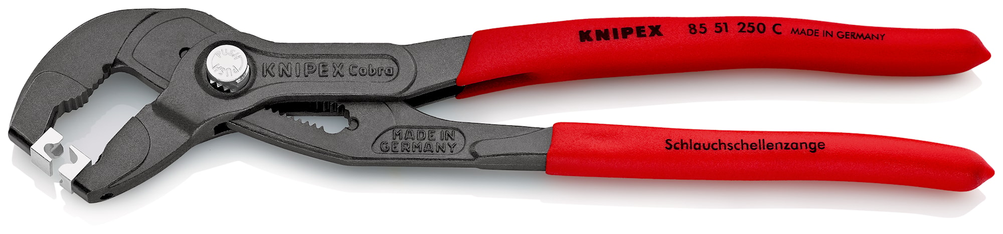 Knipex slangespændebåndstang til click-spændebånd, grå atramenteret 250 mm