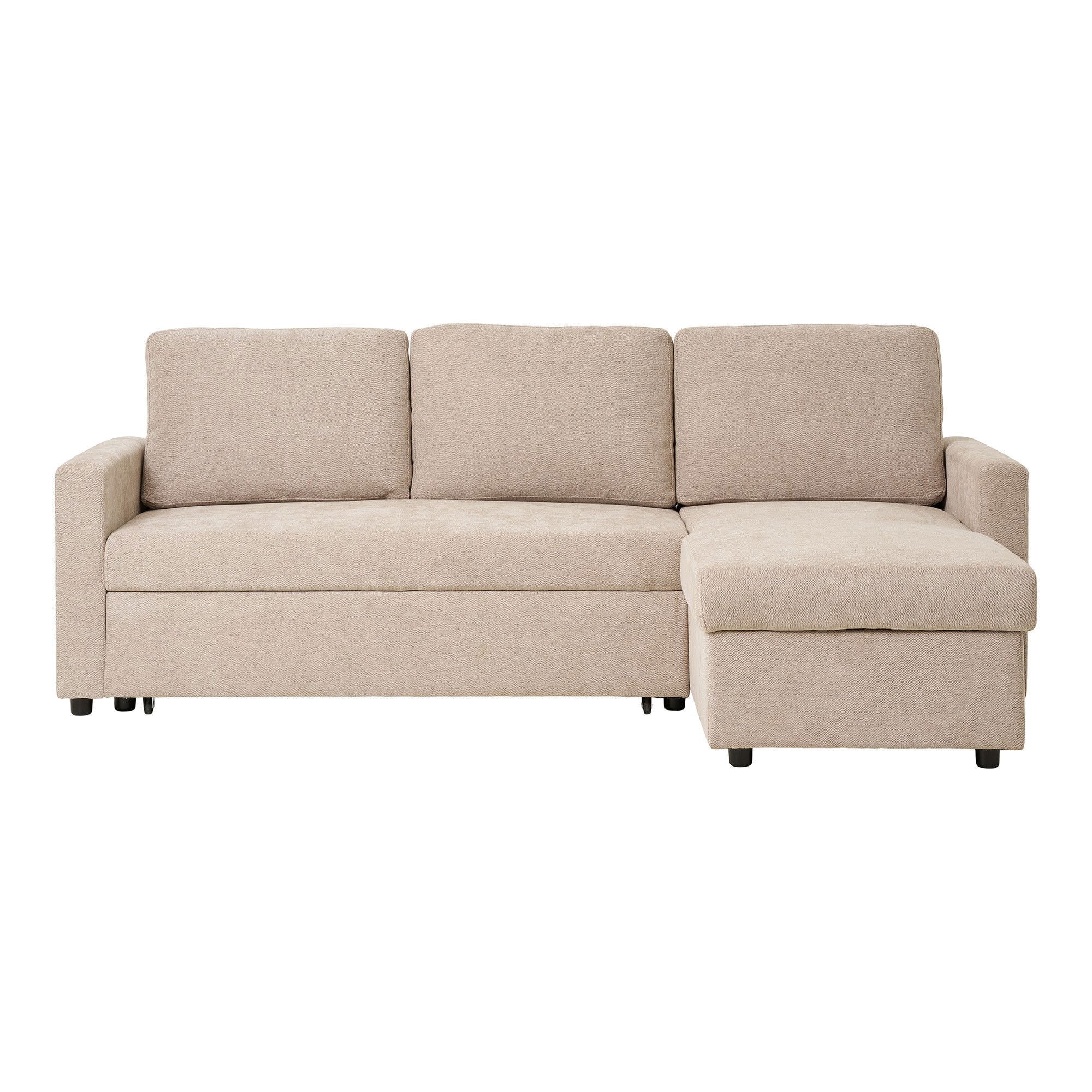House Nordic Belfast chaiselong/sovesofa i mørk sand/natur ben med opbevaring HN1085