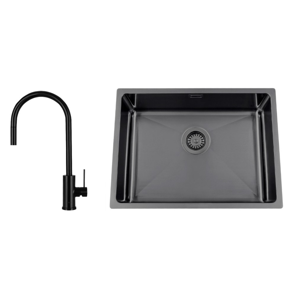 Nordic Tech Titan 530 X køkkenvask sort med PS Accent Shadow armatur