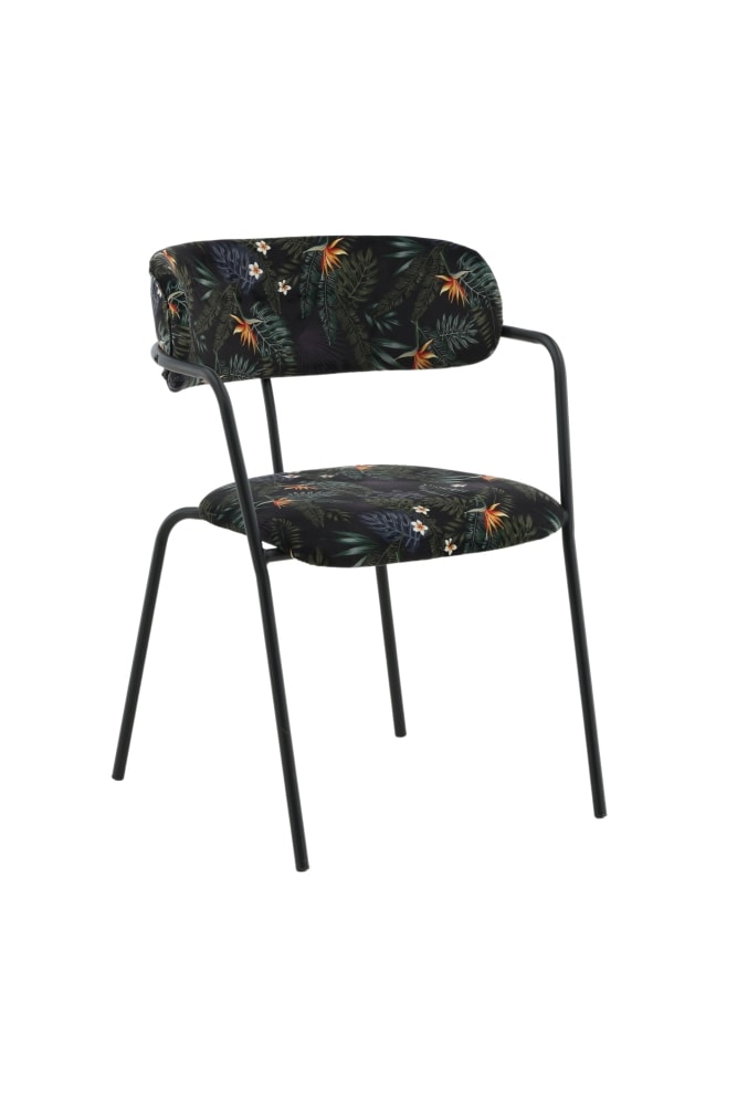 Venture Design Arrow spisebordsstol i sort/blomstret tekstil