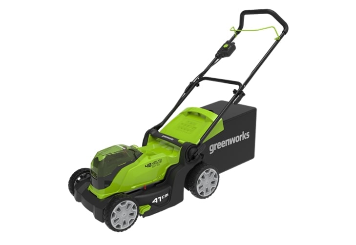 Greenworks G24X2LM41K2x plæneklipper 2x24V 41 cm med 2x2,0 Ah batteri og lader