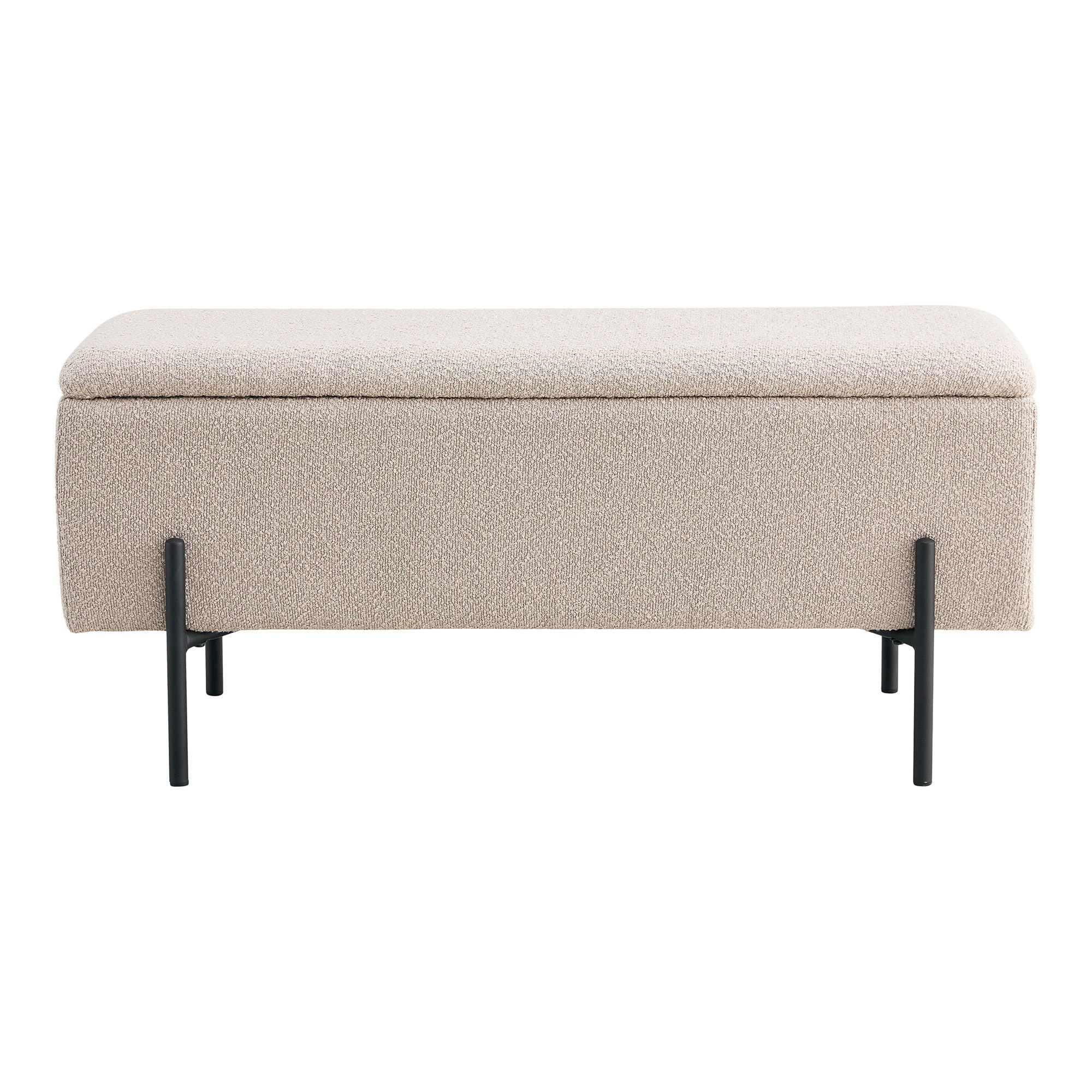 House Nordic Watford bænk i beige bouclé med opbevaring HN1233 95 x 36,5 x 43 cm