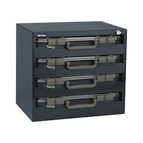 Raaco CarryLite SafeBox opbevaringskasse med 4 CarryLite 55 sortimentæsker