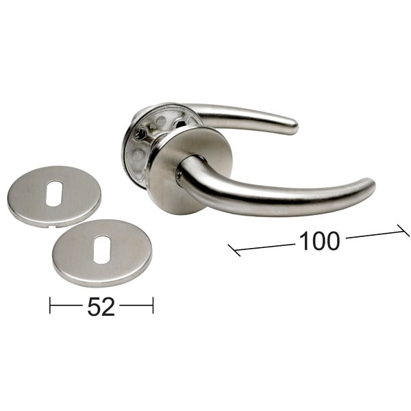 Habo dørgreb Coupe-form i børstet rustfri stål inkl nøgleskilt