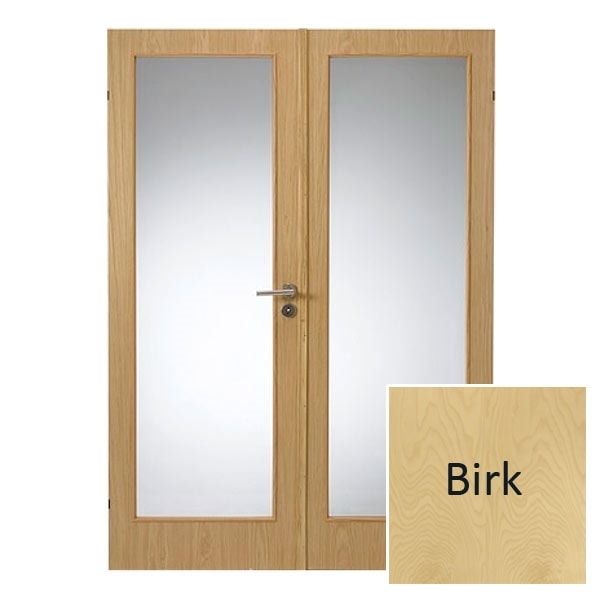 Swedoor Easy Nature GW1+GW1 40 mm birk dør m. glas 82,5+82,5x200 cm (17x20,5)
