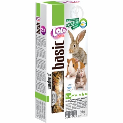 Lolo Pets Basic Smakers frøstænger til gnaver/kanin yoghurt/mælkebøtte 2 stk.
