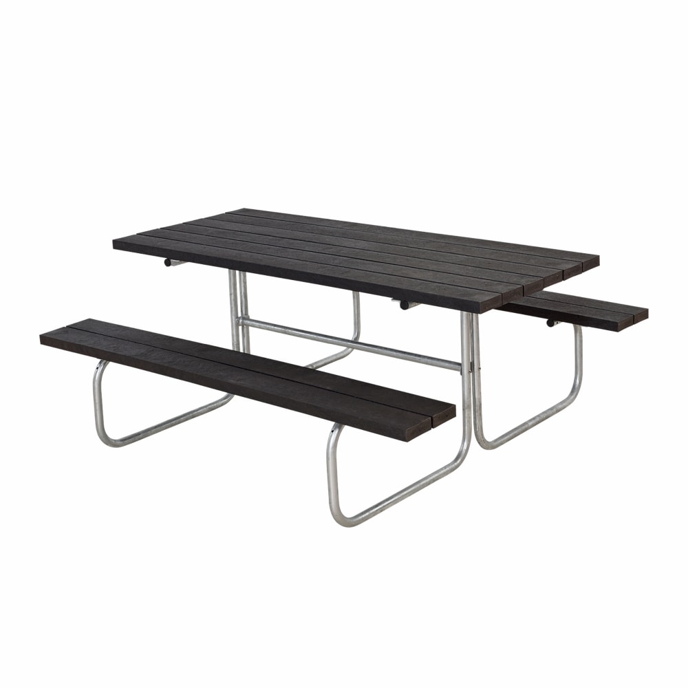 Plus Classic bord/bænkesæt i sort RePlast 2 ryglæn 177 x 177 x 75/44 cm