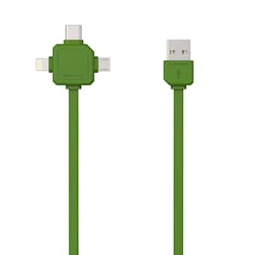 PowerCube USB kabel grøn med 3 stik