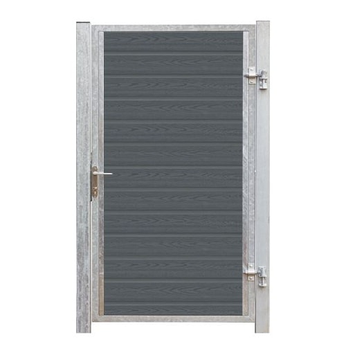 Plus Artura låge i skifergrå komposit inkl. galvaniserede stolper