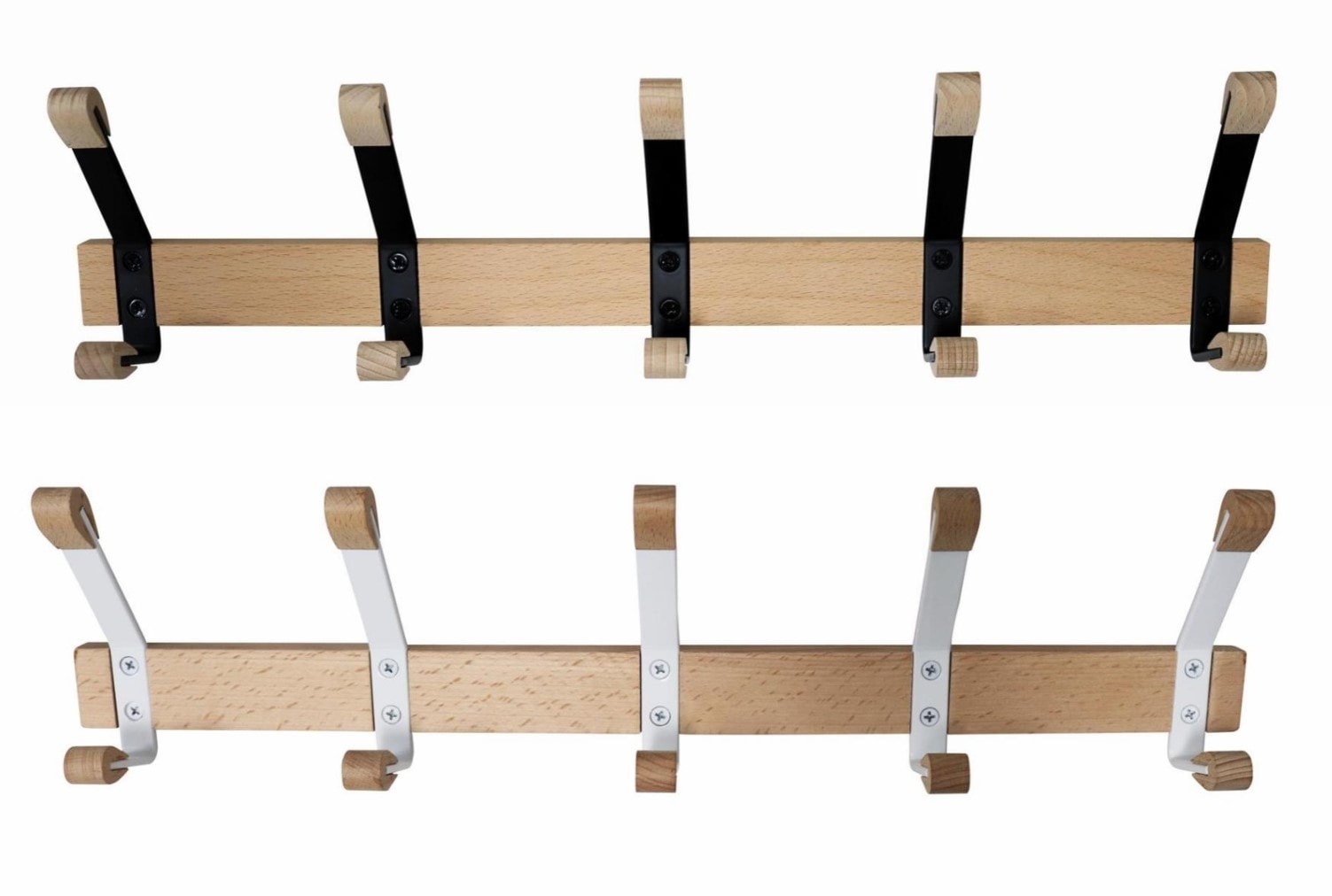 Home It® coat rack with 5 hooks 50 x 7 x 12 cm beech wood, black