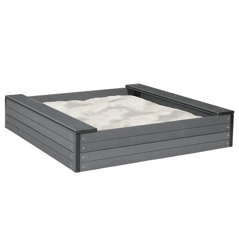 Nordic Play sandkasse i komposit med net og 240 kg sand 120 x 120 x 24 cm