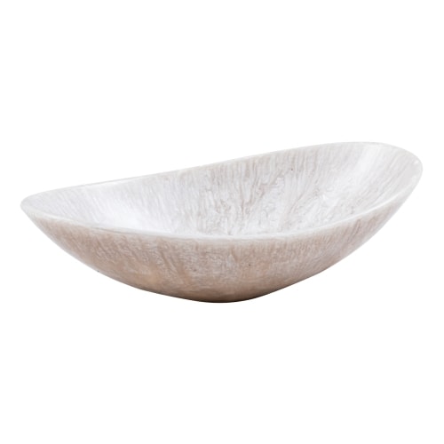 GemLook GL434 håndlavet oval håndvask i hvid og beige resin 52 x 35 cm