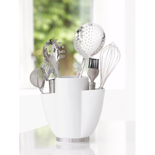 Steel-Function Milano dobbelt redskabsholder i hvid porcelæn og stål
