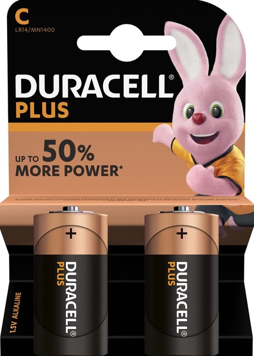 Duracell Plus batterier C / LR14.Pakke med 2 stk.
