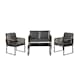 Venture Design Dallas loungesæt i sort alu/flet med glasplade og grå hynder