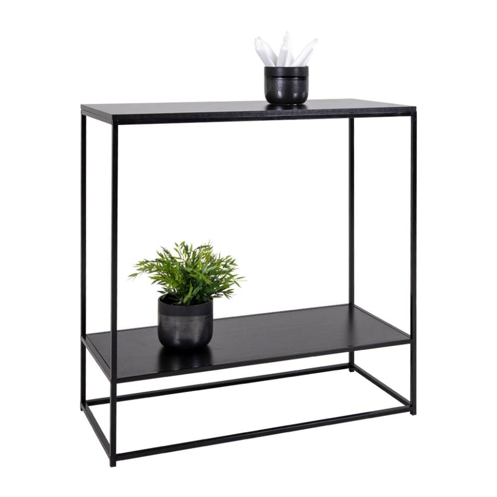House Nordic Vita konsolbord i egetræ-look/sort stel 2 hylder