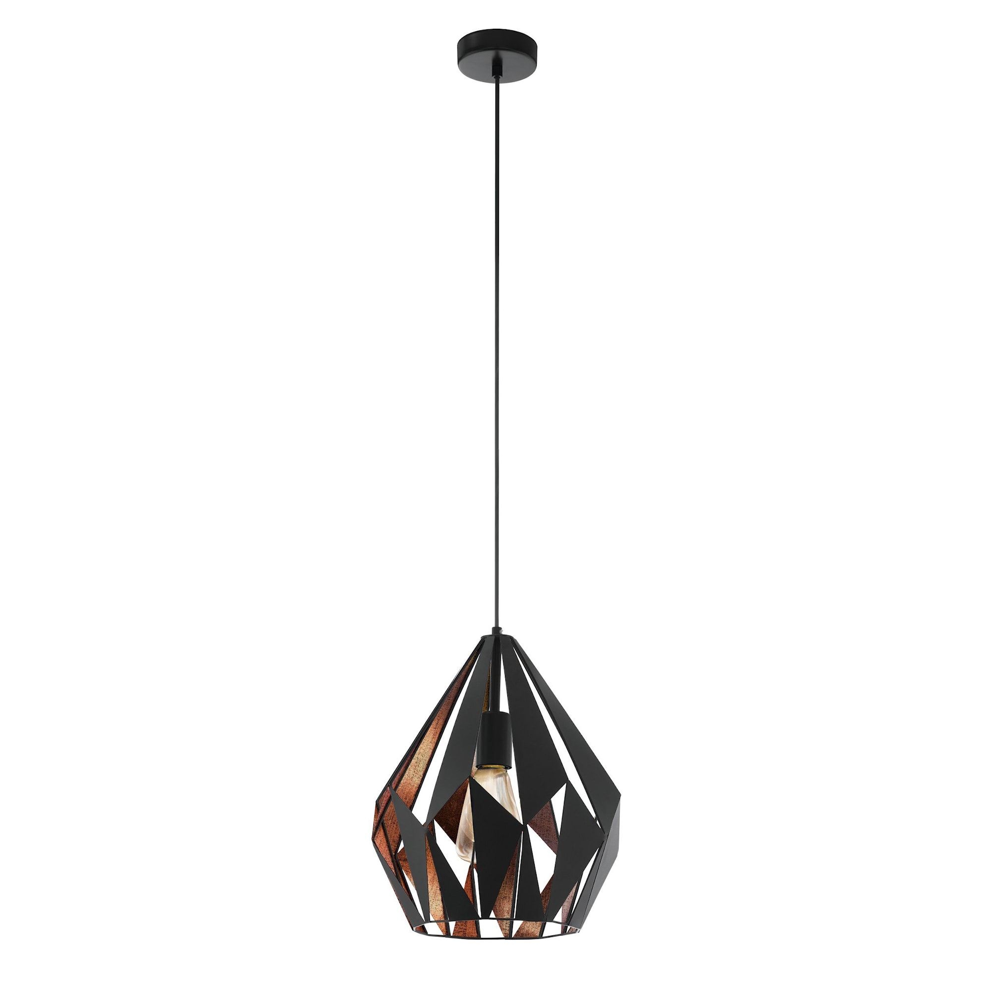 Eglo Carlton 1 pendel i sort/nød E27 Ø310 mm