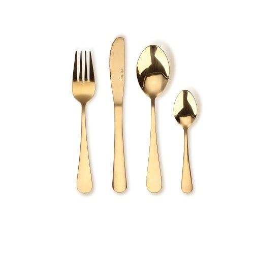 Aida Atelier Guld 16 dele bestikæske. Guldbelagt rustfri stål. I gaveæske