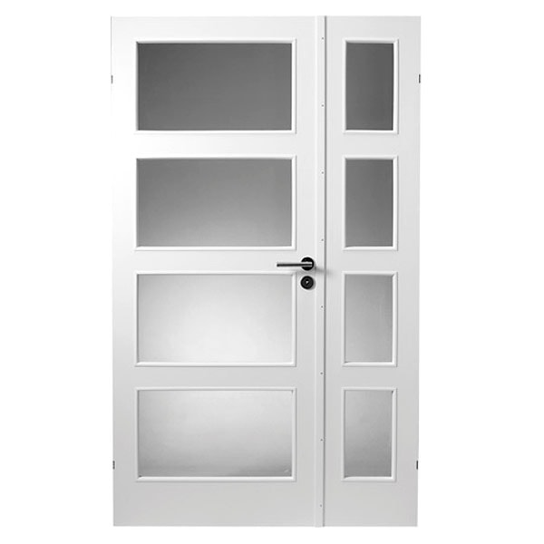 Swedoor Stable GW4+GW4, 40 mm massiv dør m/ glas HVID 82,5+39,8 x204 cm (13x21)