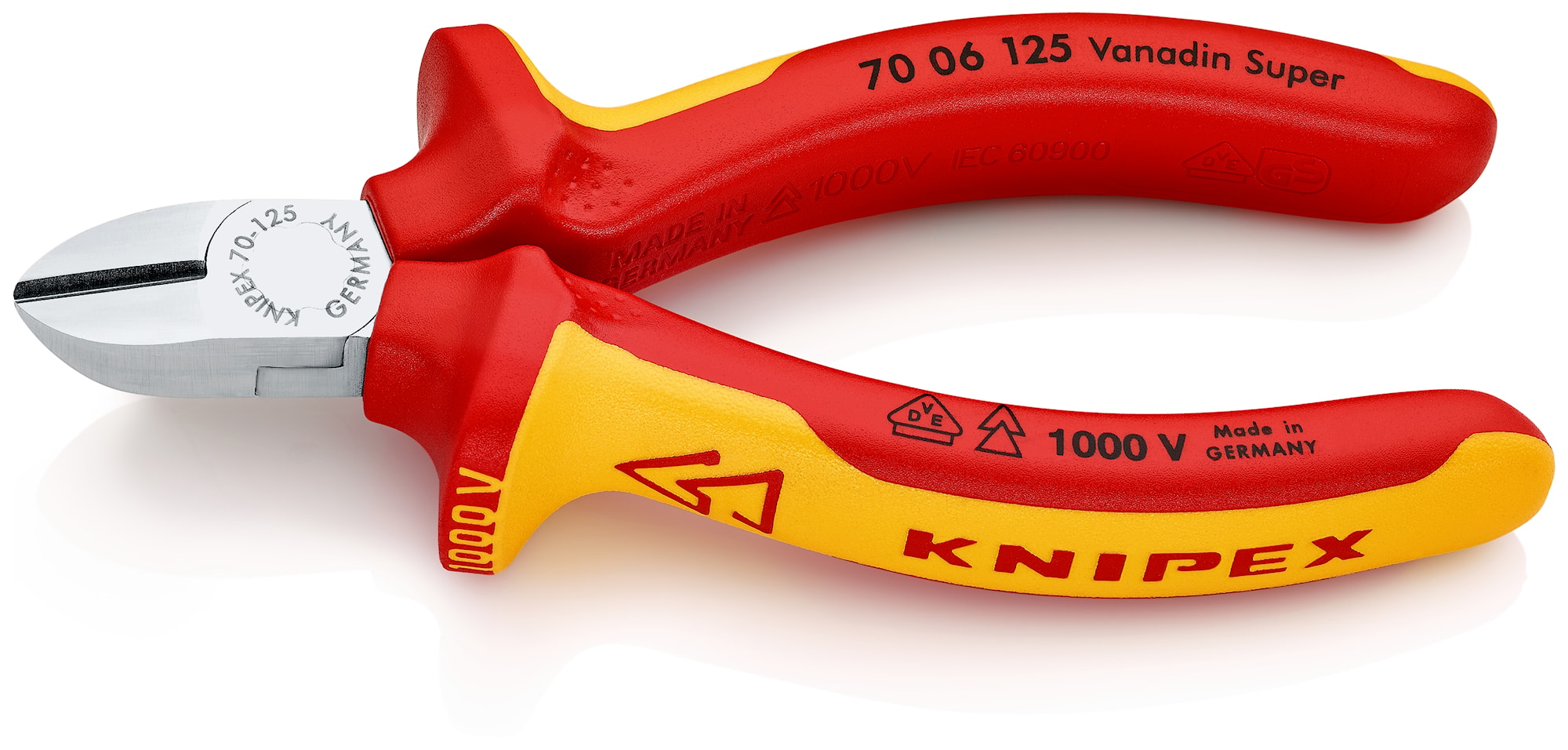 Knipex VDE 1000V skævbider, forkromet 160 mm