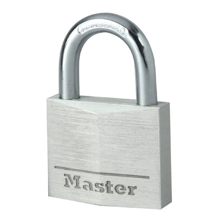 Master Lock hængelås i børstet aluminium, 30 mm med 4 stifter