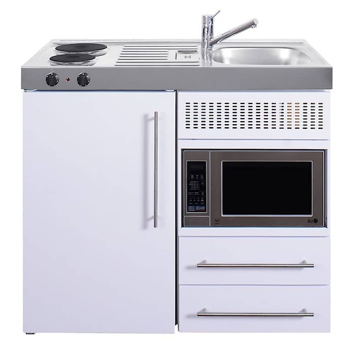 Juvel Premiumline minikøkken med køl/frys, kogeplade, microovn og vask 100 cm