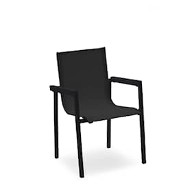 Hillerstorp Arlöv stabelstol i sort aluminium og tekstil
