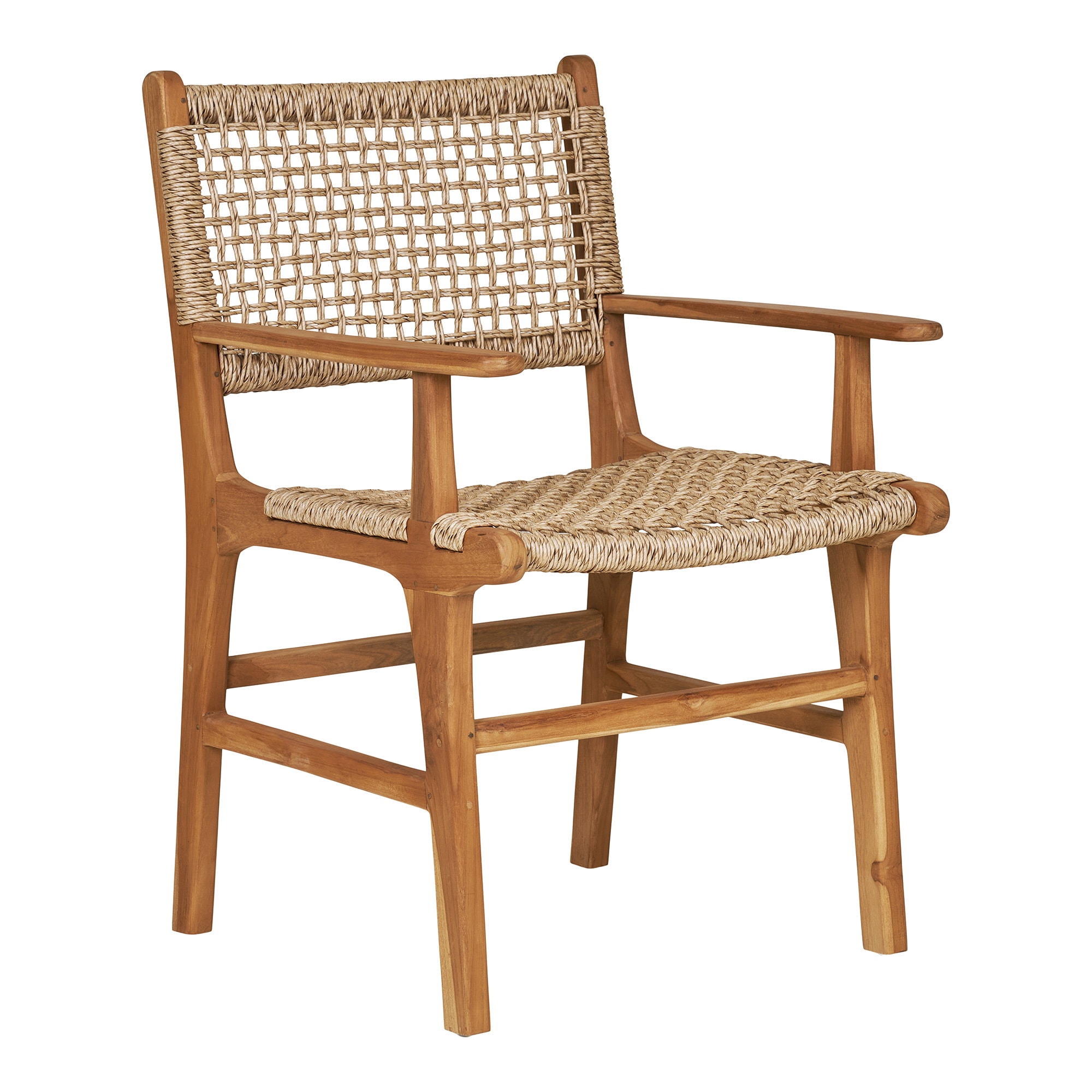 House Nordic Derby spisebordsstol med armlæn teak/rattan natur
