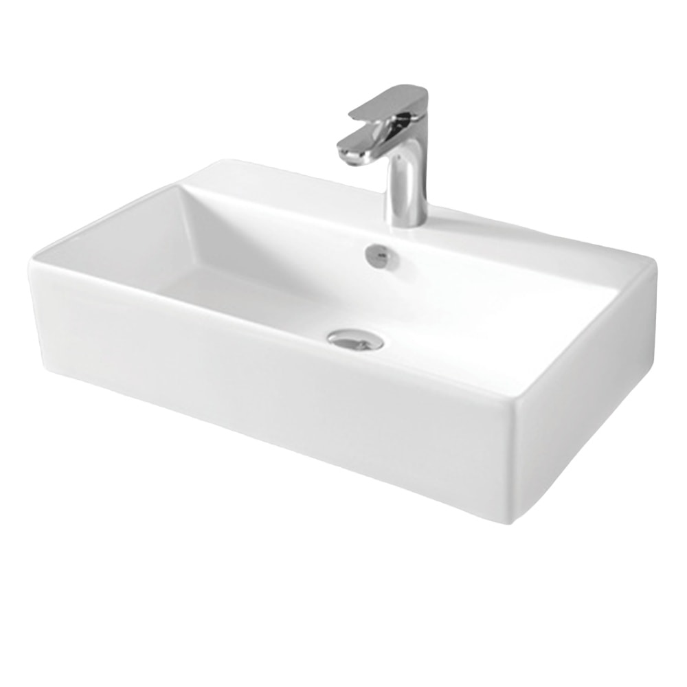 Lavabo Boxo 1015 Slim porcelænsvask i hvid med hanehul, til væg / bord 65 x 48 cm