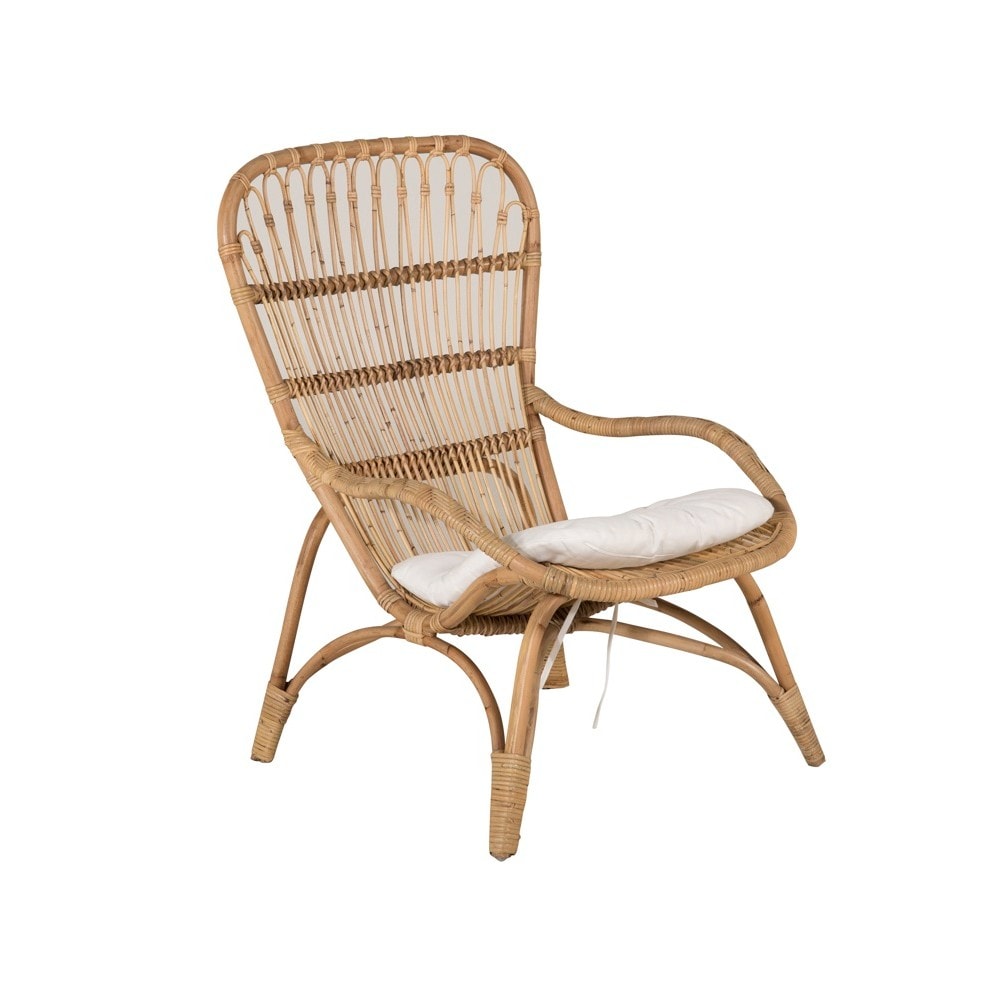 Venture Design Ella loungestol med skammel i naturflet med off-white hynde