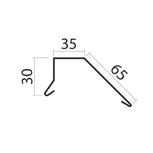 Scan sternkapsel 1F lang skrå bagkant sort 30 x 35 x 65 x 1000 mm