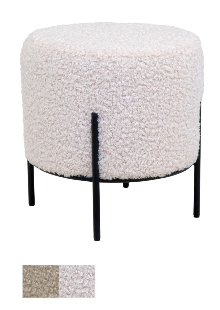 House Nordic Alford puf i hvid kunstig lammeskind