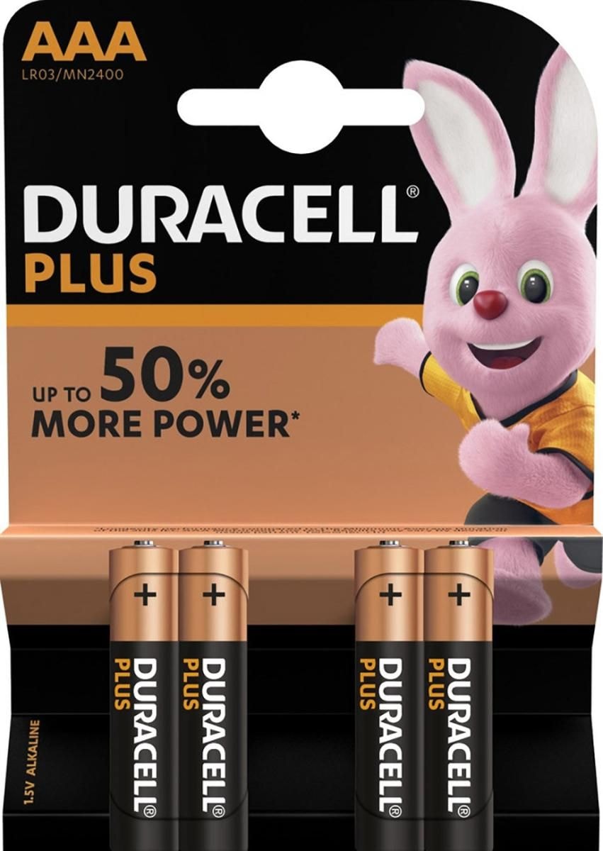 Duracell Plus batterier AAA / LR3. Pakke med 4 stk.