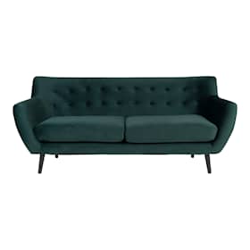 House Nordic Monte 3-personers sofa i mørkegrøn velour med sorte træben HN1006