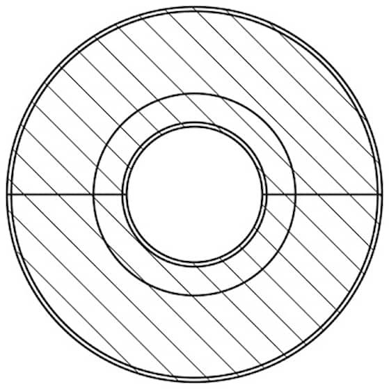 Moland rørroset til 18 mm rør i ubehandlet askudvendig diameter 49 mm