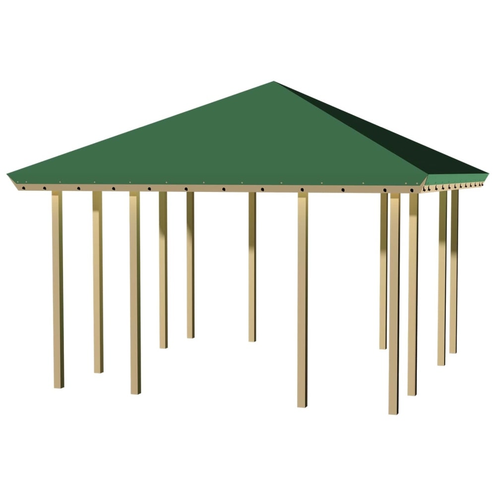 Plus Pavillon Model 1 åben i træ med grøn tagdug