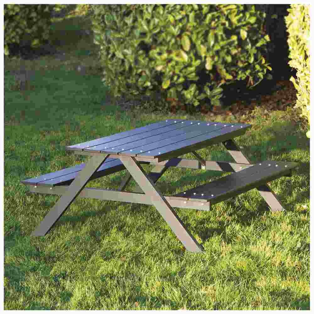 Hortus bord-bænkesæt A-model til børn i lærketræ/alu 109 x 116 x 52/33 cm