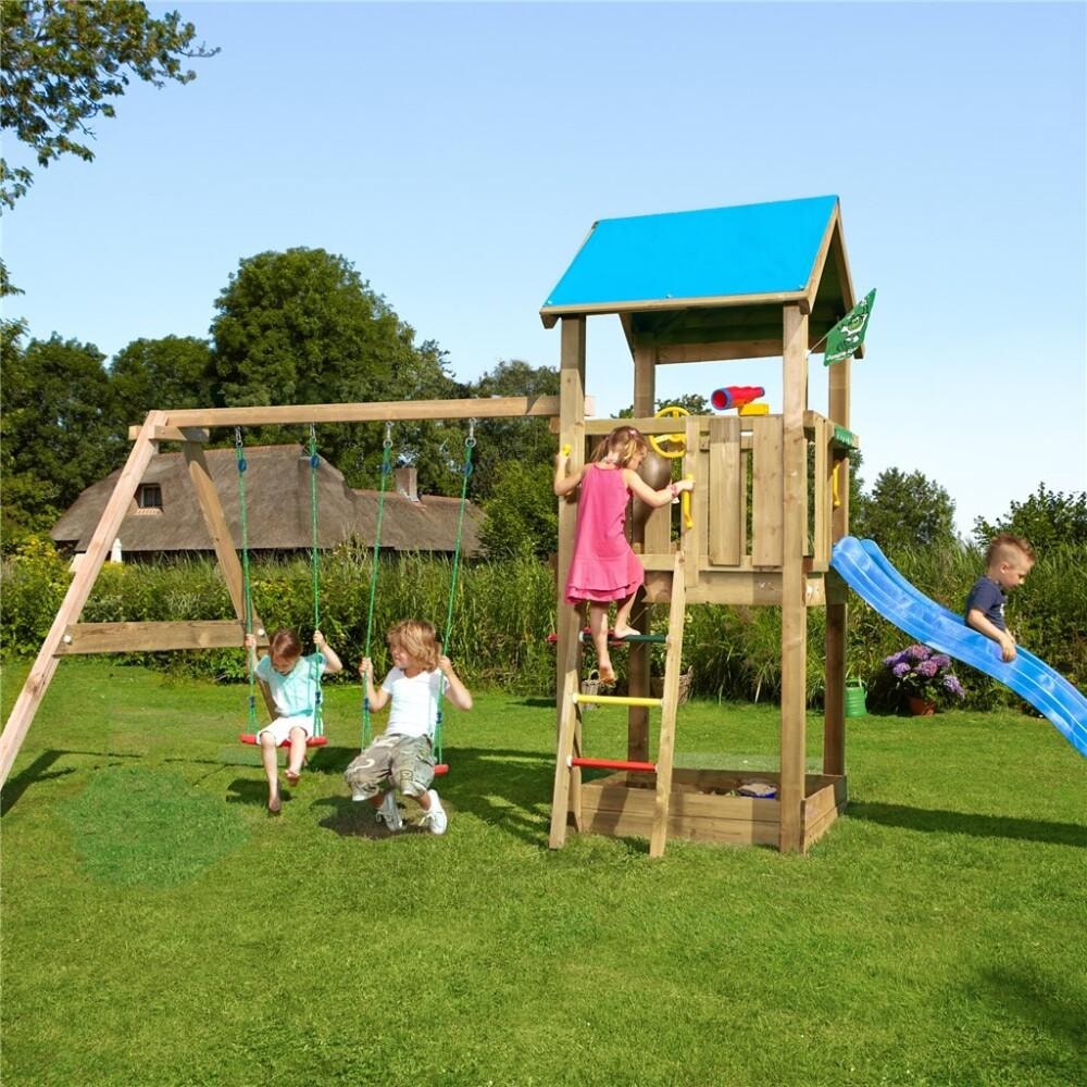 Jungle Gym Castle legetårn med 2-Swing Modul 220 og rutsjebane