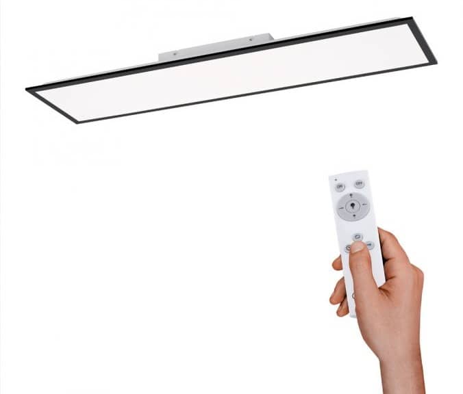 LeuchtenDirekt Flat LED loftlampe med timer og fjernbetjening sort metal