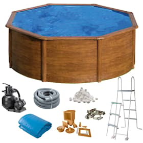 Swim & Fun Basic pool rund Ø350 x 120 cm i trælook 10.102 liter