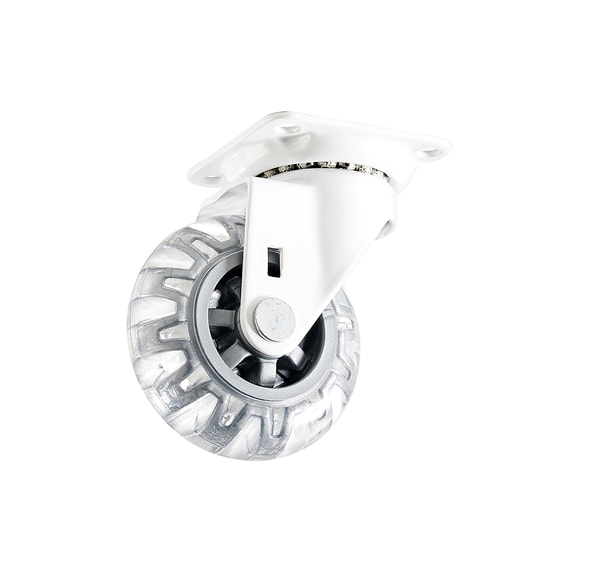 Møbelhjul m/plade hvid 75 mm