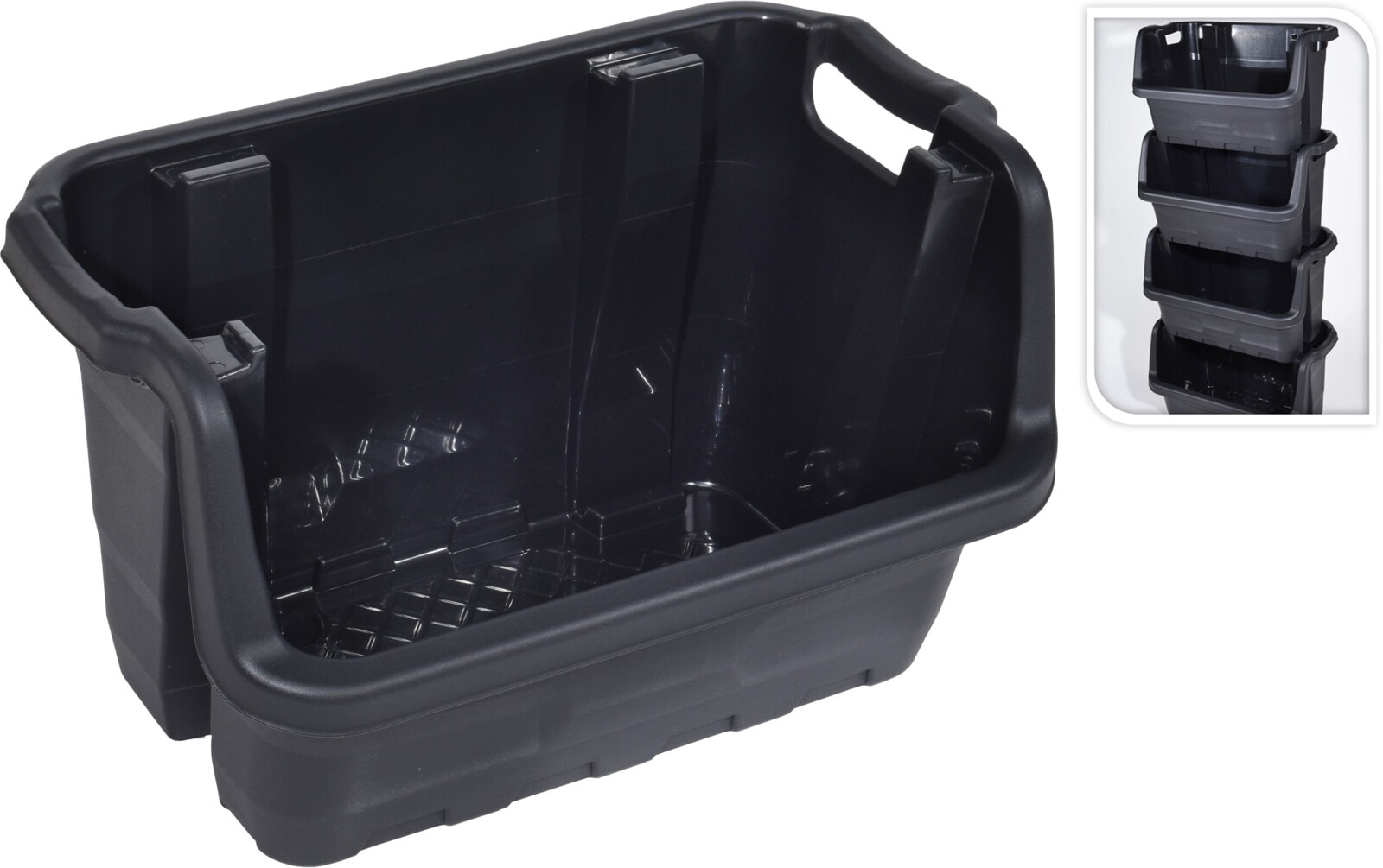 Lagerkasse/opbevaringskasse, stabelbar med håndtag 595 x 370 x 350 mm