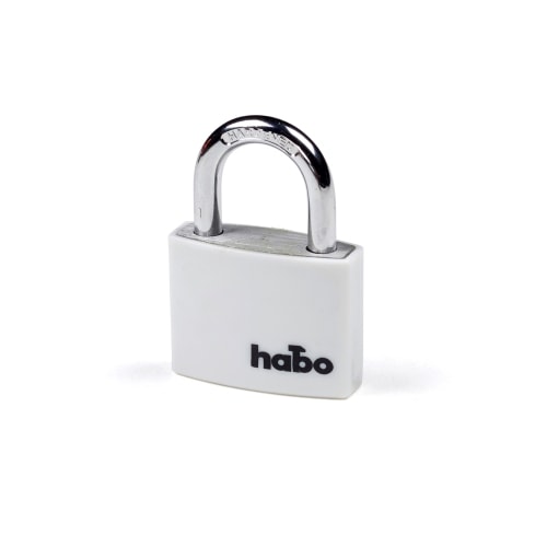 Habo hængelås massiv aluminium / hvid kappe 43 mm 703-40