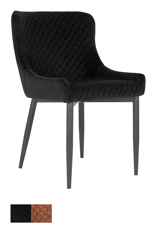 House Nordic Boston spisebordsstol i sort velour med sorte ben