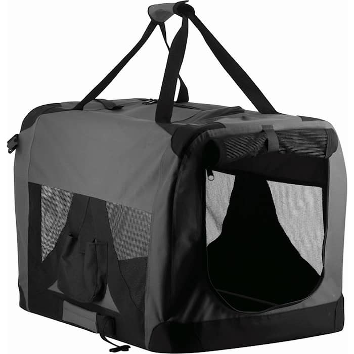 Companion Pet Soft Crate transportbur i grå og sort, sammenklappeligt