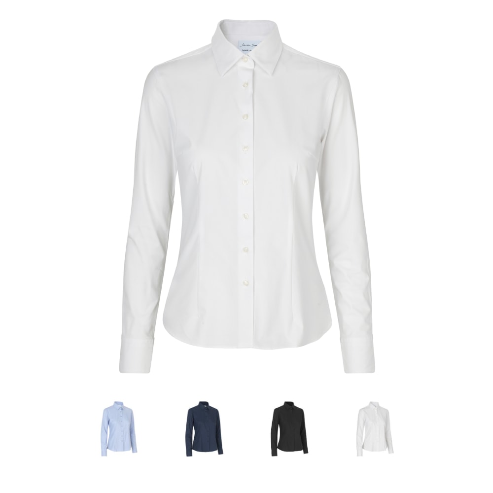 Seven Seas Hybrid skjorte modern dame sort str. 4XL